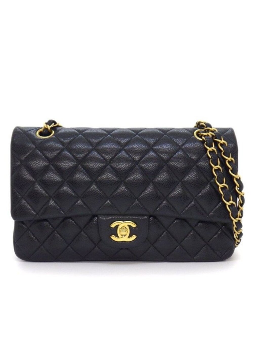 Chanel Shoulder Bag Quilted 25 11.12 Classic Black Caviar Leather